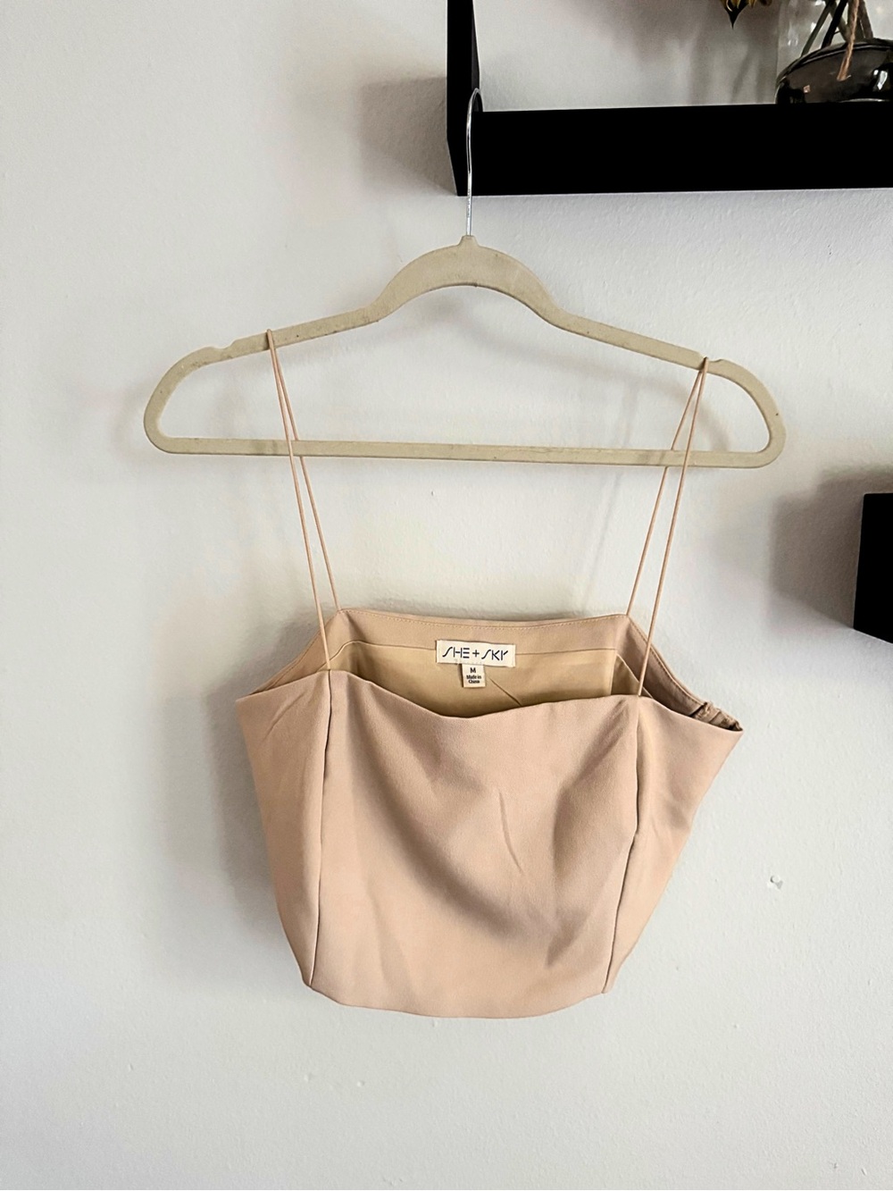 She + Sky Nude Structured Cropped Cami Top
